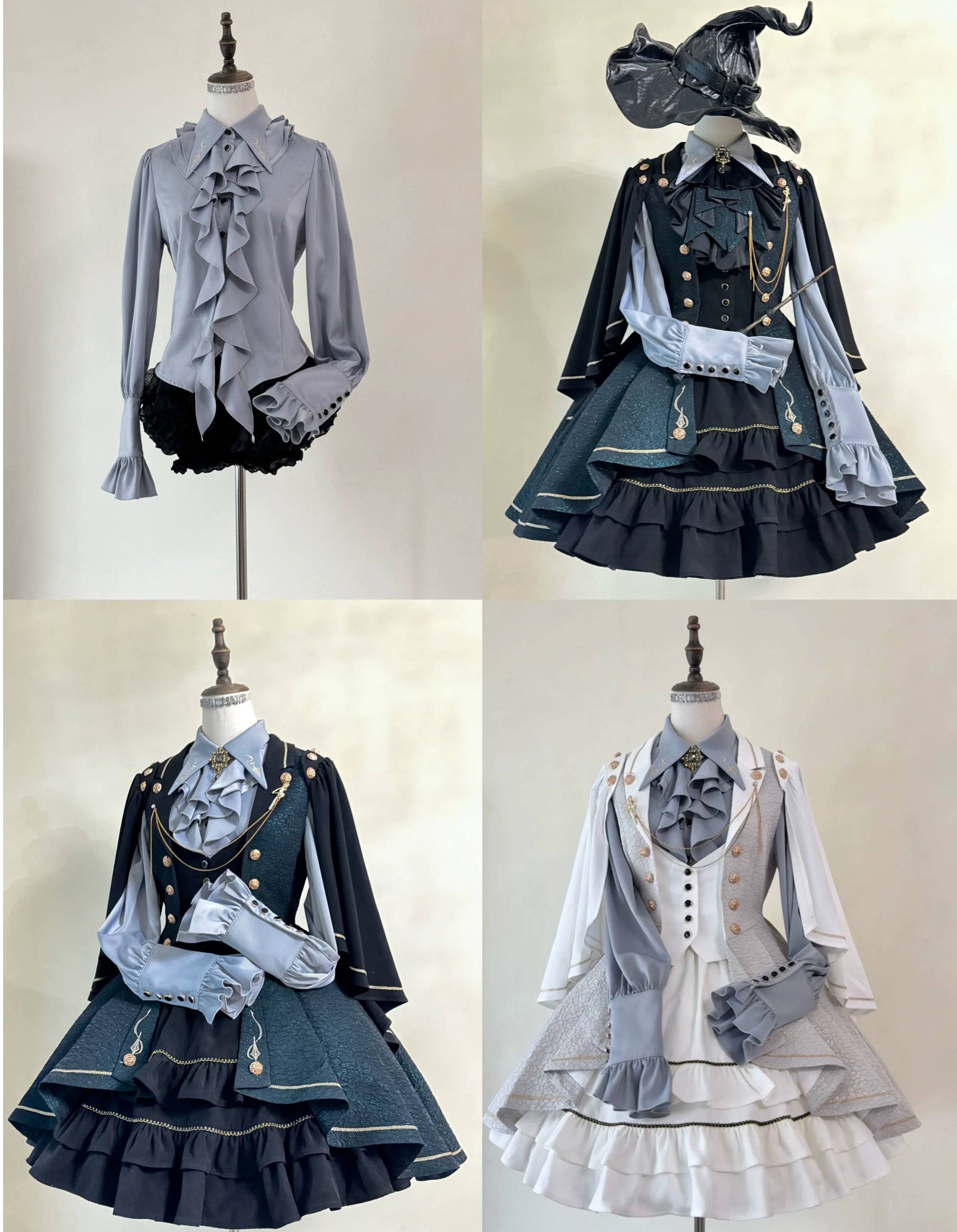 SilentMars - Fallen Moon Rule - Military Lolita Shirt Set Retro Knight Style Blouse - Image 51