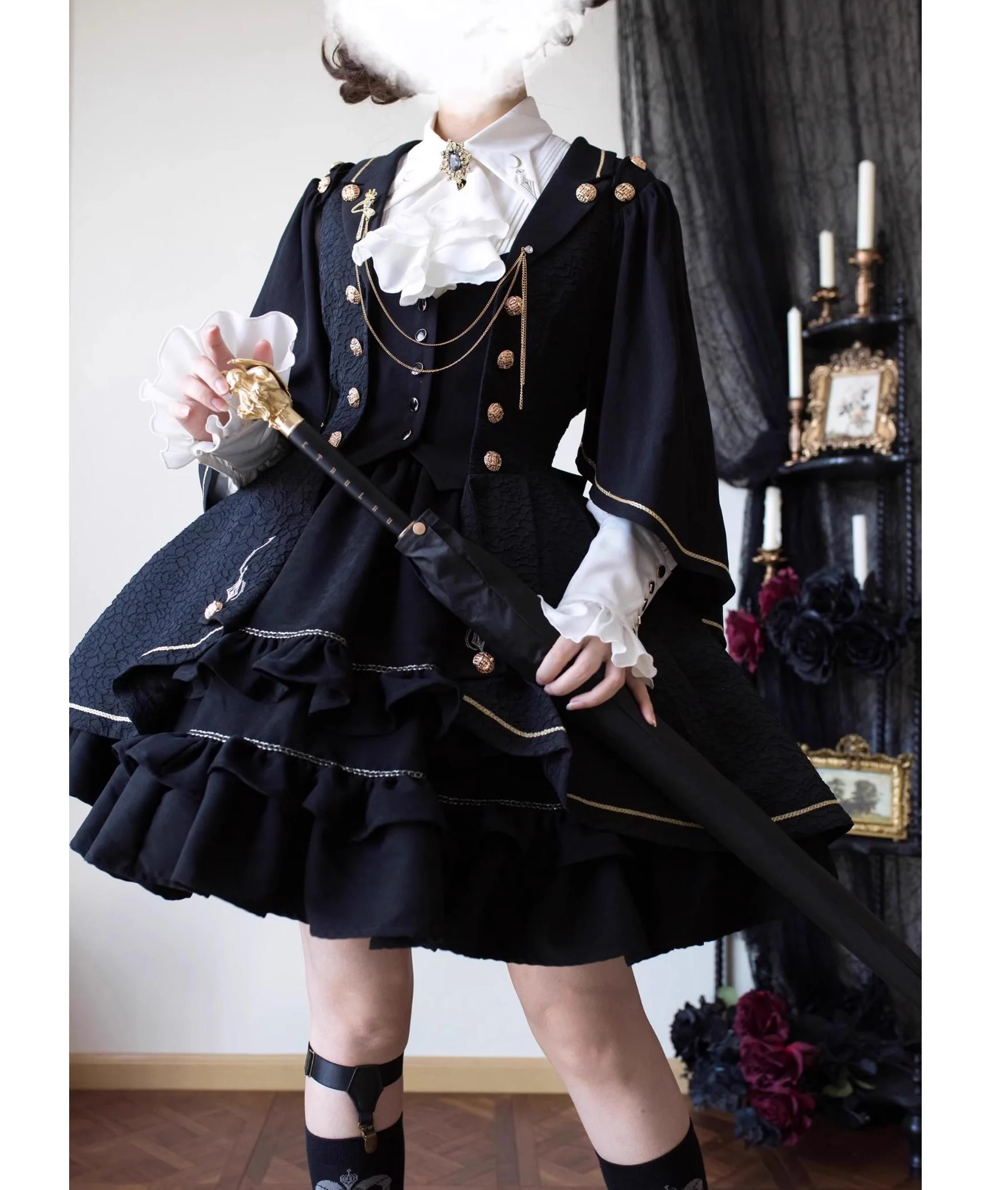 SilentMars - Fallen Moon Rule - Military Lolita Shirt Set Retro Knight Style Blouse - Image 6