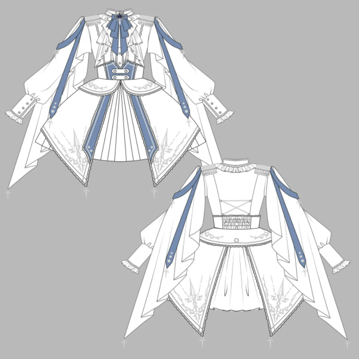 Luminous Cavalier - Military Lolita Skirt Set Long-Sleeved Shirt - Image 19