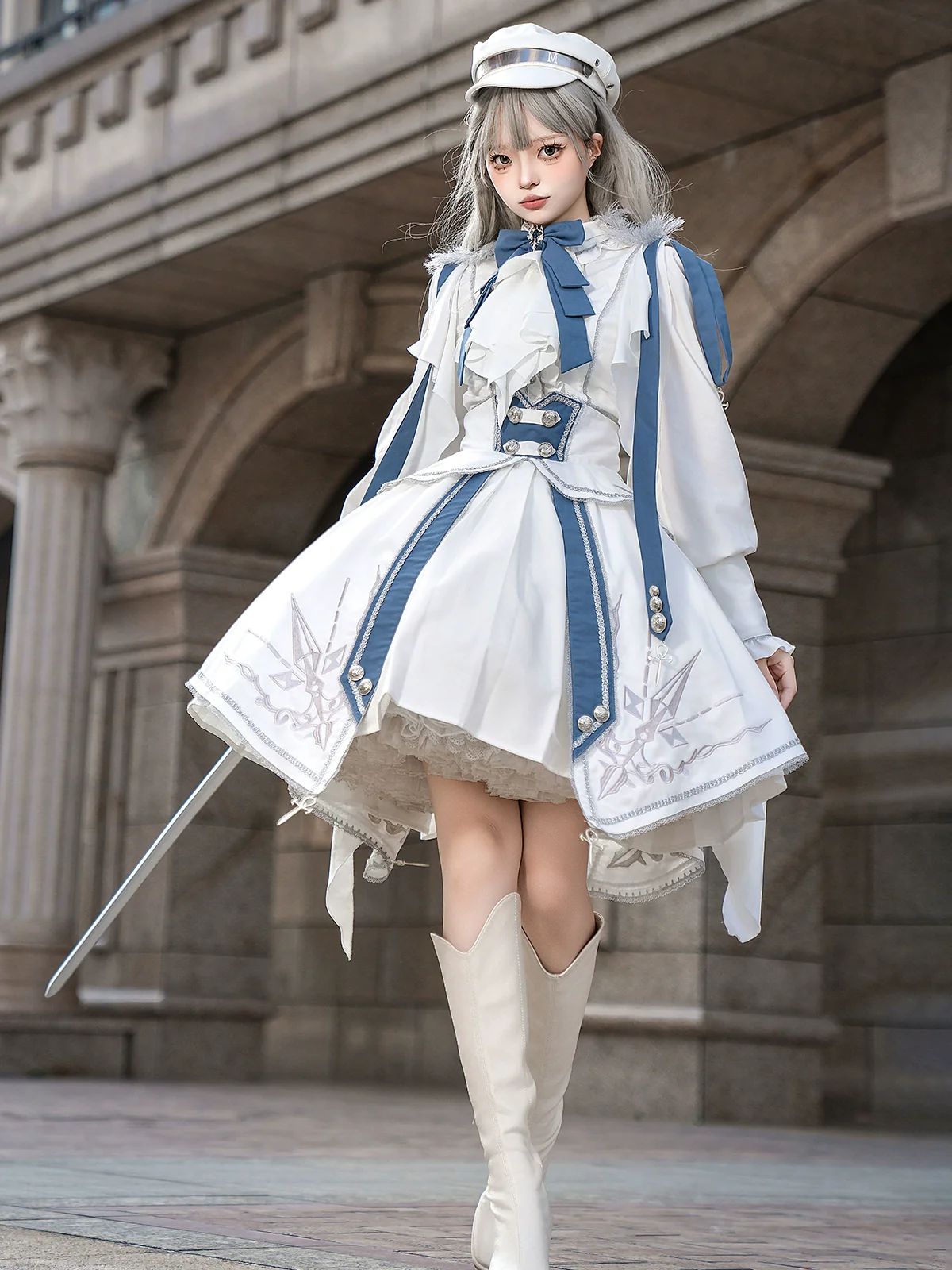Luminous Cavalier - Military Lolita Skirt Set Long-Sleeved Shirt - Image 4