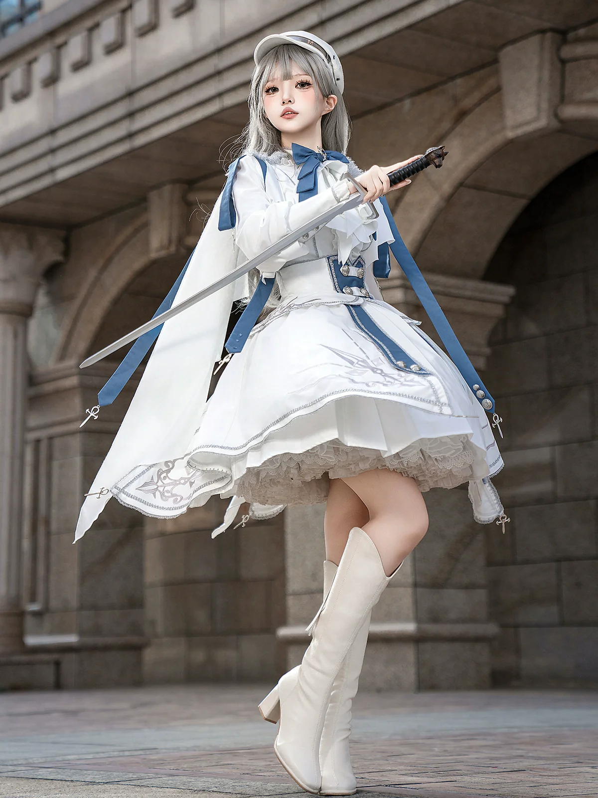 Luminous Cavalier - Military Lolita Skirt Set Long-Sleeved Shirt - Image 5