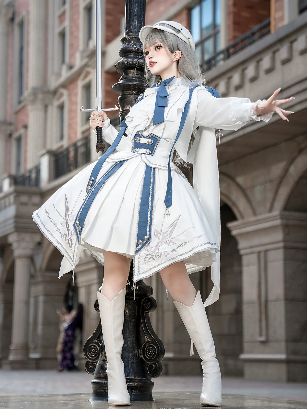 Luminous Cavalier - Military Lolita Skirt Set Long-Sleeved Shirt - Image 6