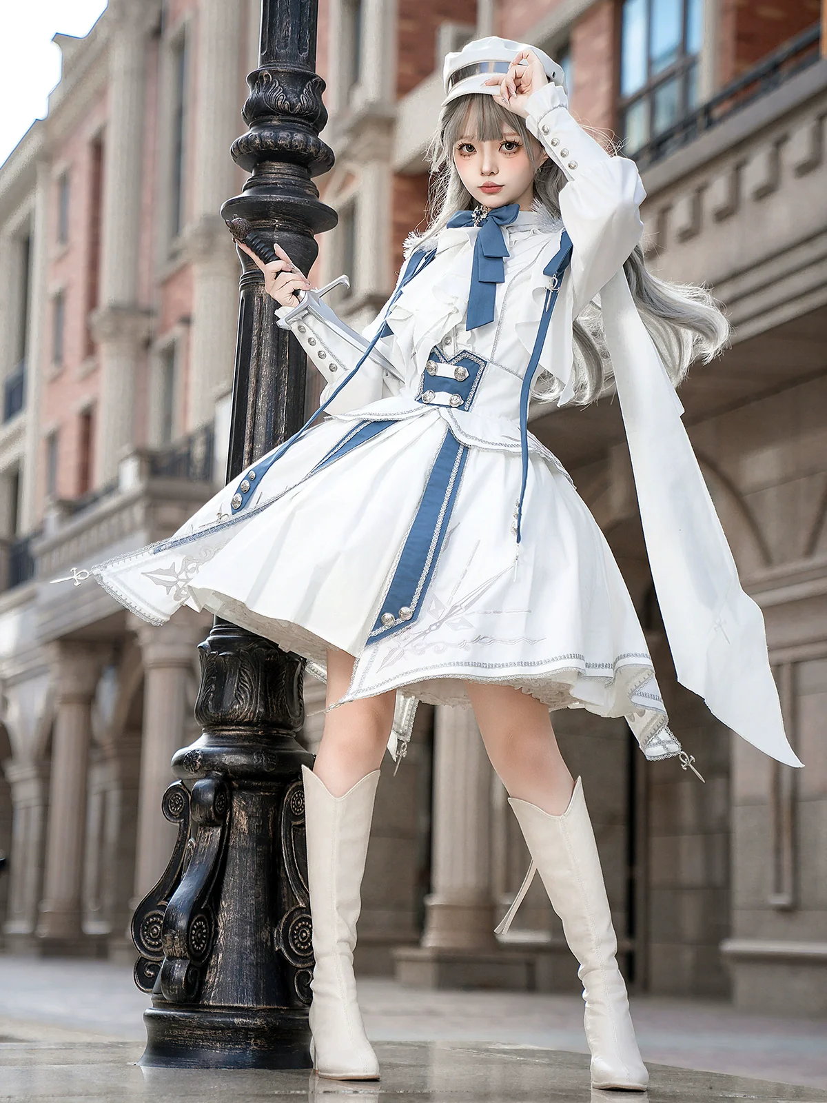 Luminous Cavalier - Military Lolita Skirt Set Long-Sleeved Shirt - Image 8
