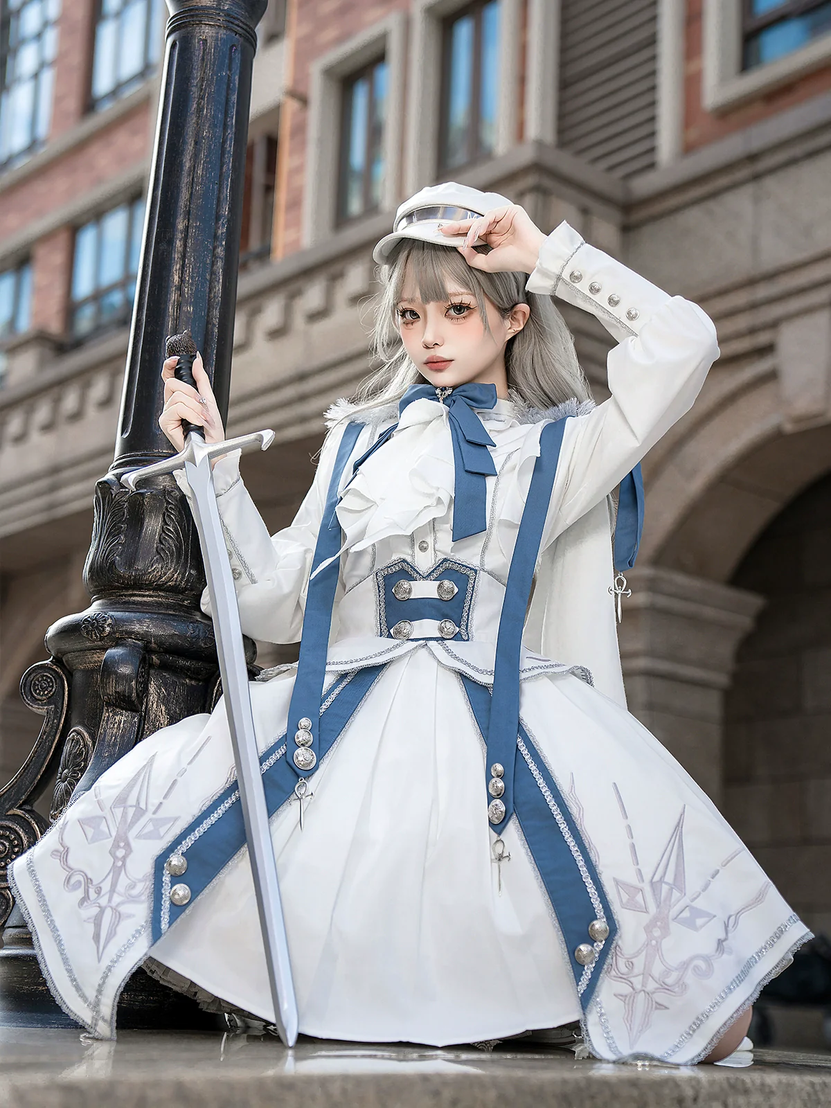Luminous Cavalier - Military Lolita Skirt Set Long-Sleeved Shirt - Image 9