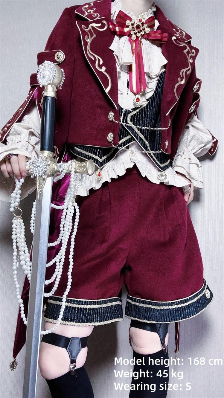 Heir - Military Ouji Lolita Blouse, Coat & Shorts Set - Image 10
