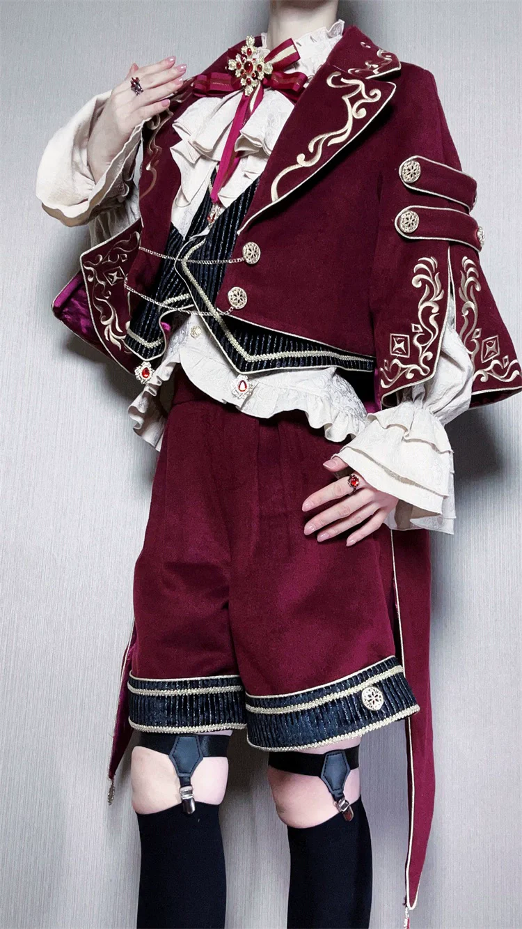 Heir - Military Ouji Lolita Blouse, Coat & Shorts Set - Image 11