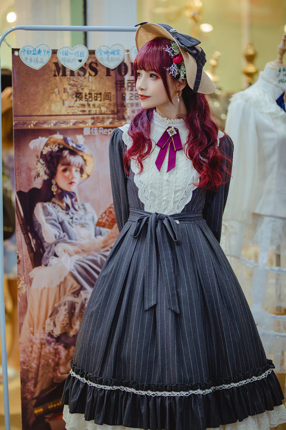 Miss point - Rose Silhouette - Vintage Classic Lolita OP - Image 15