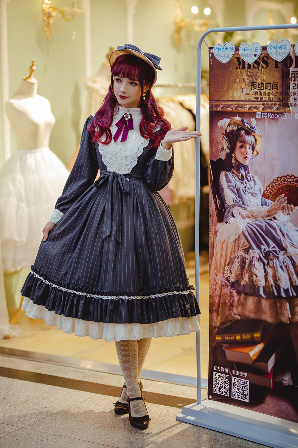 Miss point - Rose Silhouette - Vintage Classic Lolita OP - Image 17