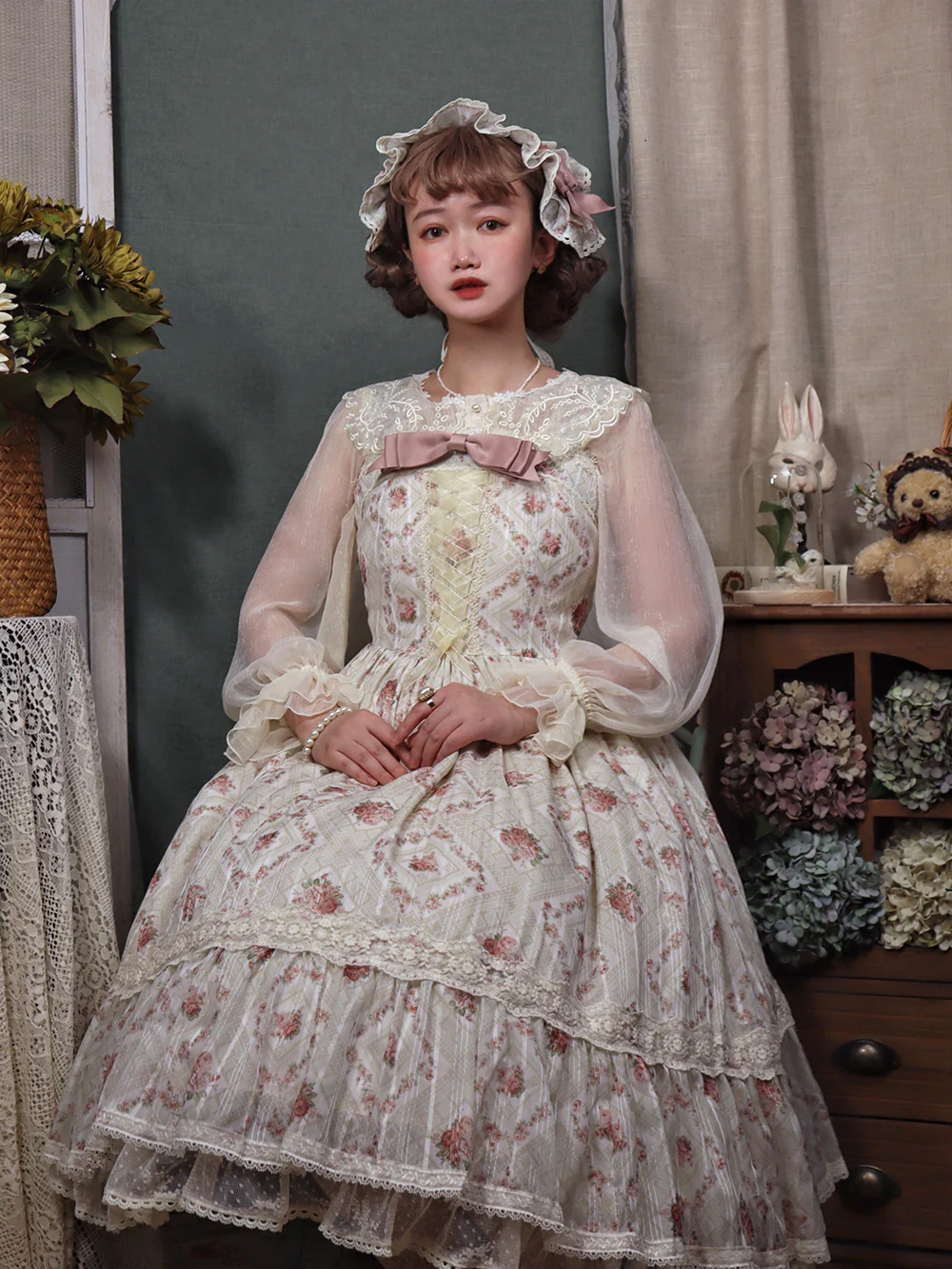 Woody Rose - Elegant Floral Lolita JSK Dress - Image 11