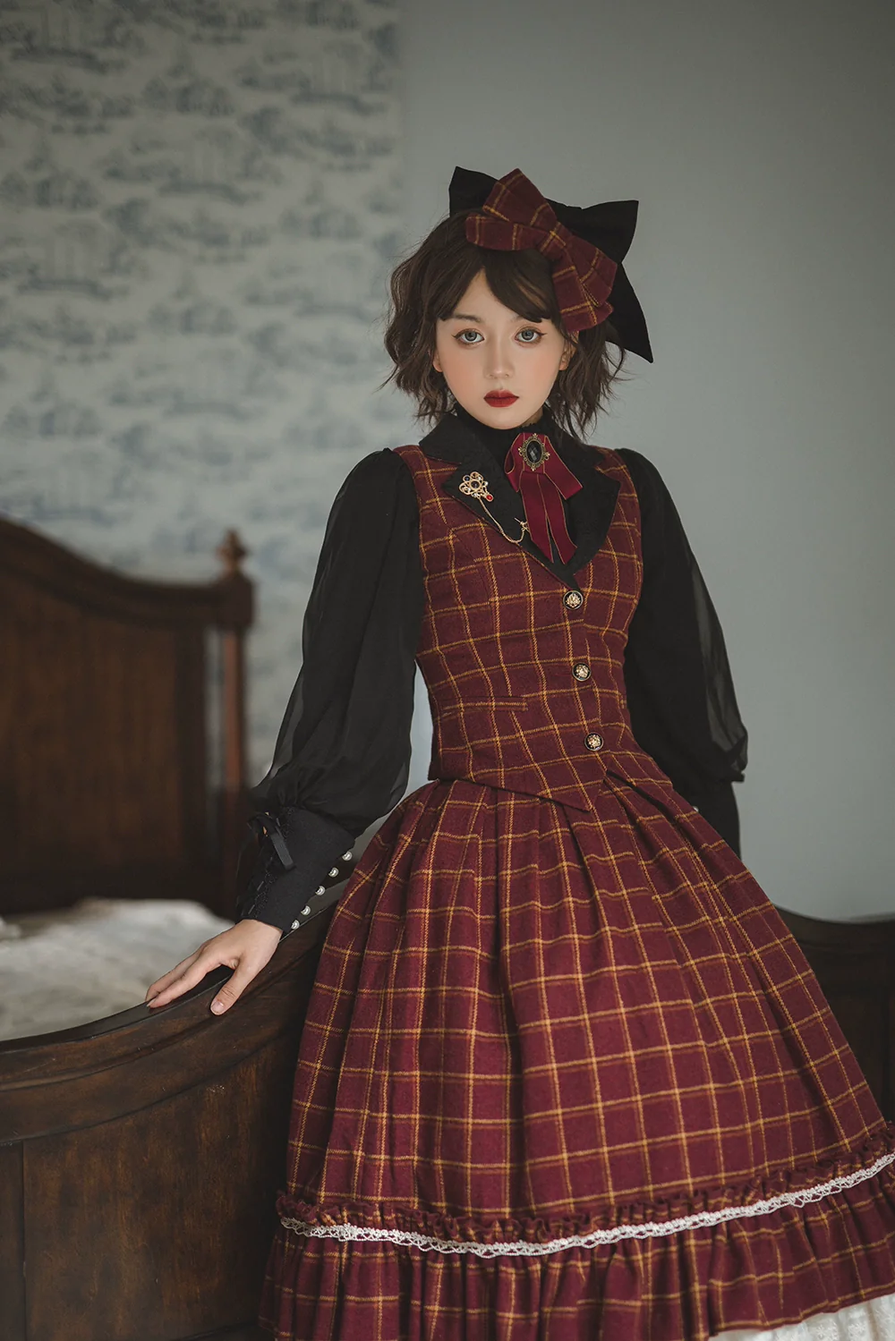 Rose - Elegant Lolita Pliad Print Vest Customized - Image 19