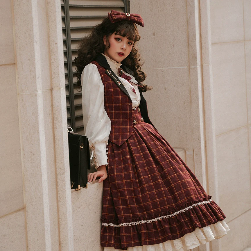 Rose - Elegant Lolita Pliad Print Vest Customized - Image 23