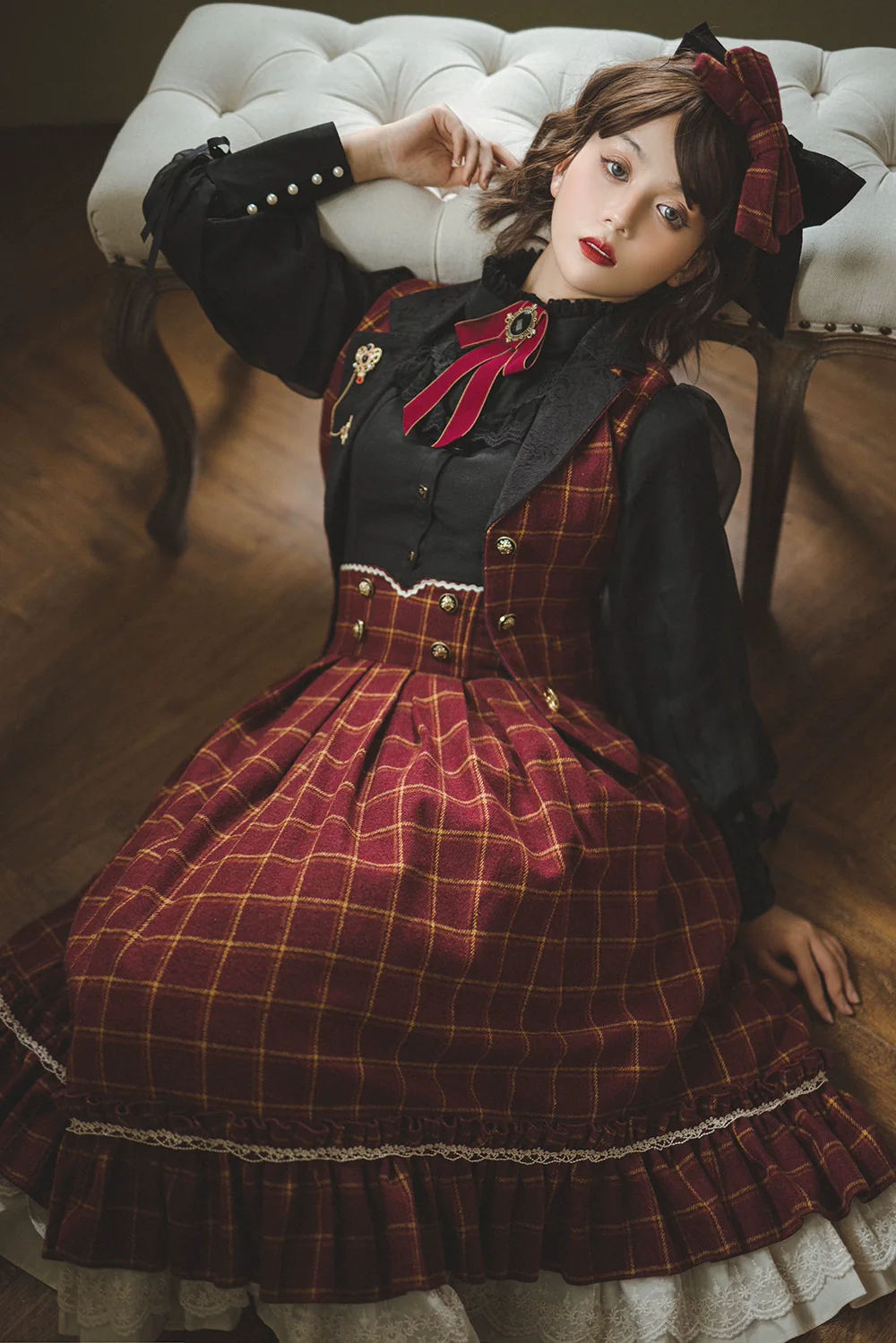 Rose - Elegant Lolita Pliad Print Vest Customized - Image 26