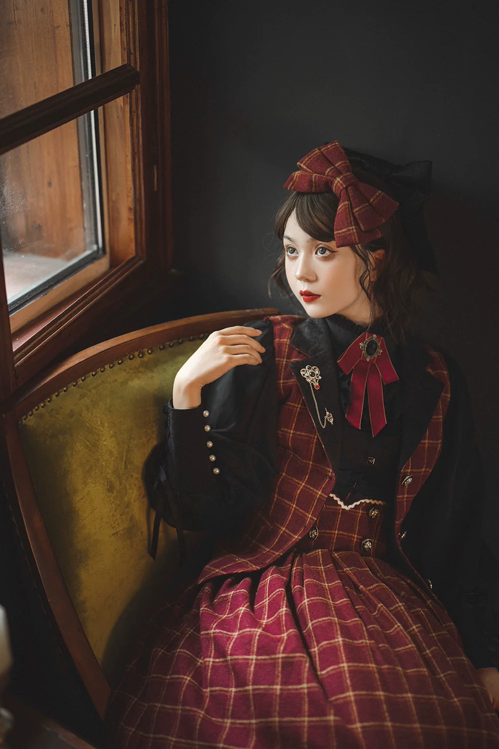 Rose - Elegant Lolita Pliad Print Vest Customized - Image 28