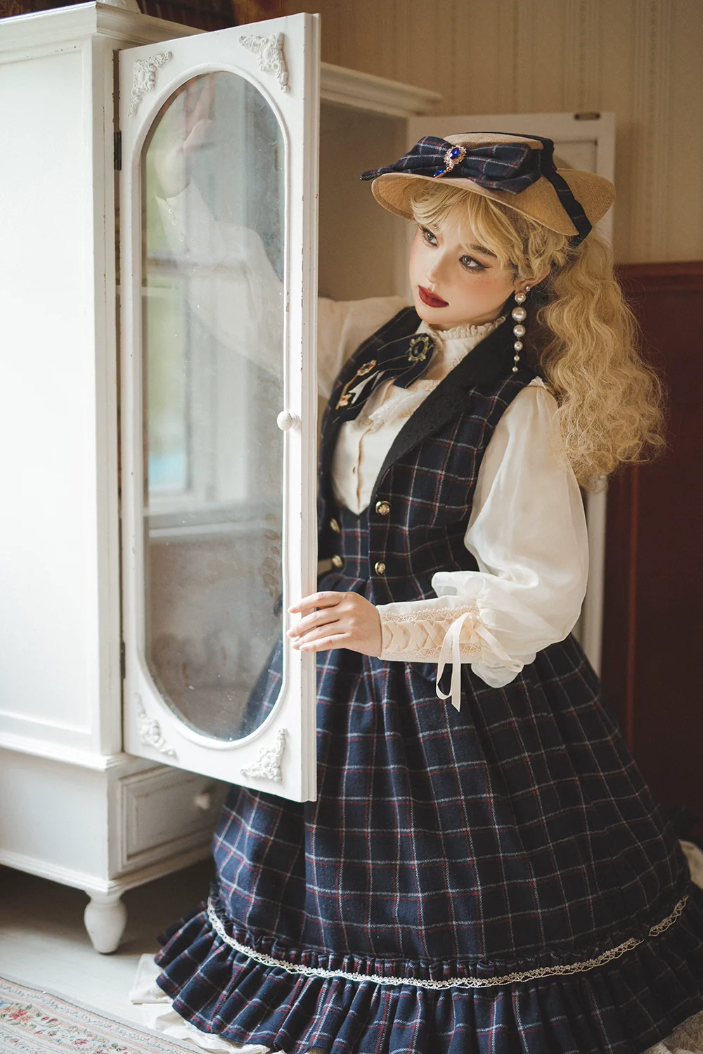 Rose - Elegant Lolita Pliad Print Vest Customized - Image 30