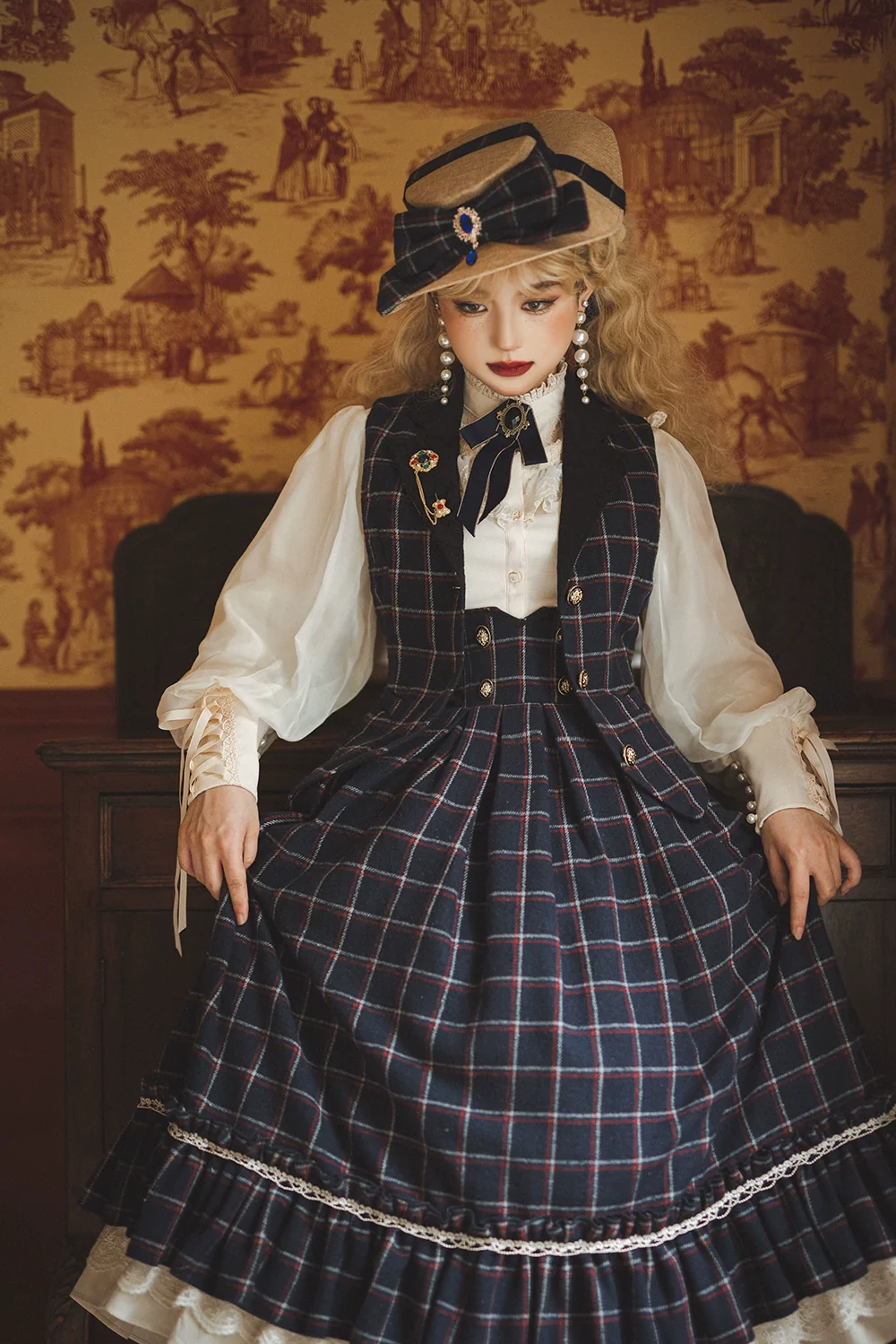 Rose - Elegant Lolita Pliad Print Vest Customized - Image 31