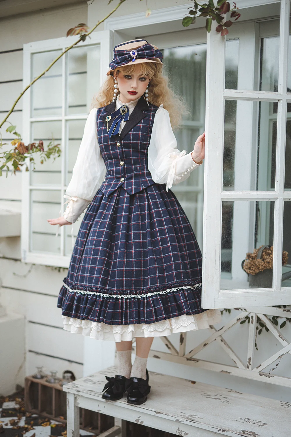 Rose - Elegant Lolita Pliad Print Vest Customized - Image 33