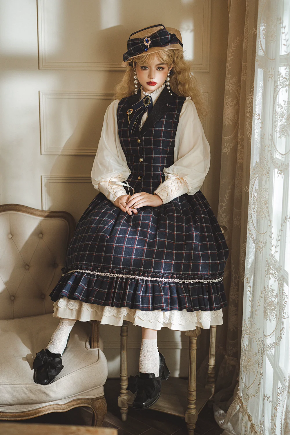 Rose - Elegant Lolita Pliad Print Vest Customized - Image 35