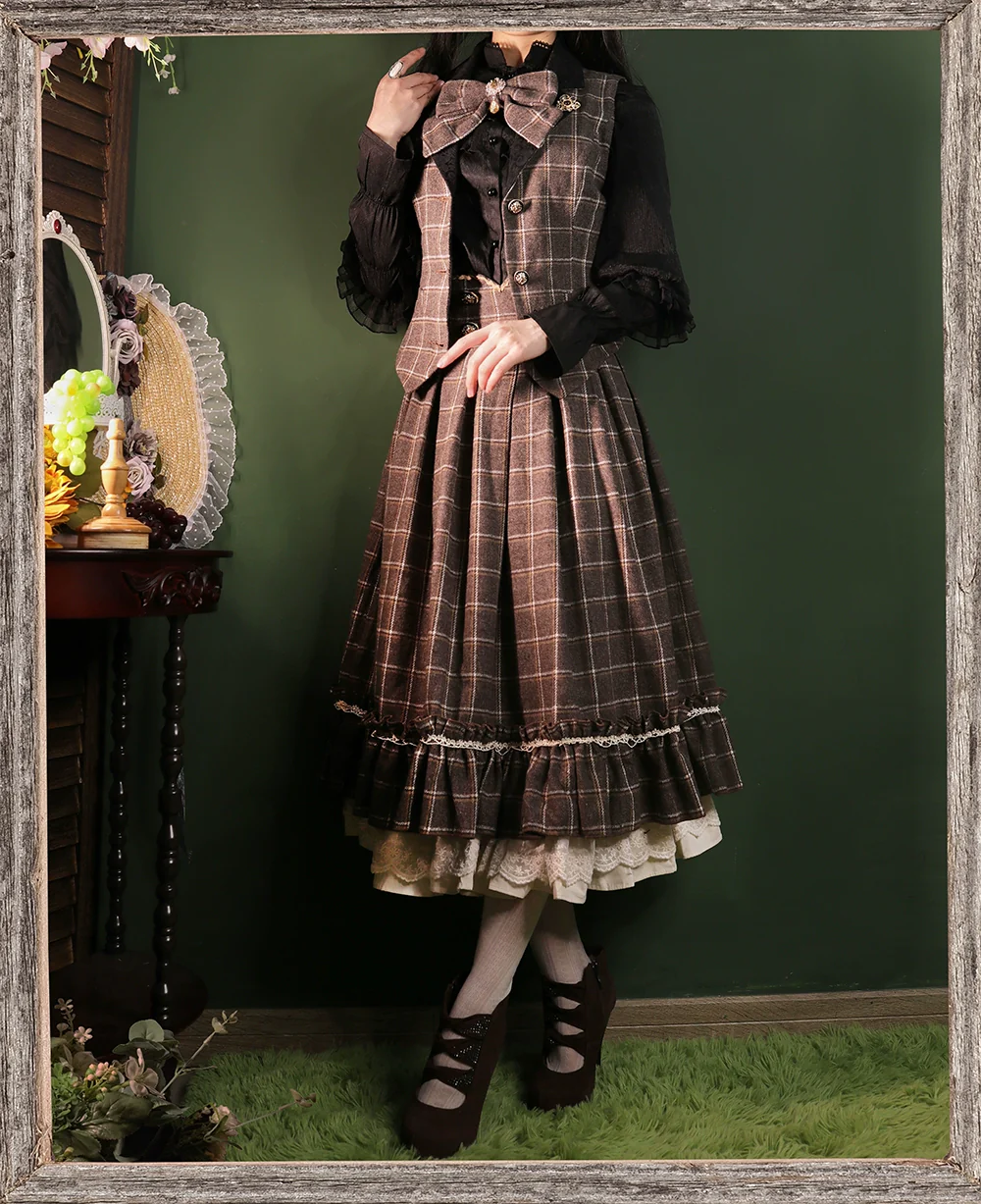Rose - Elegant Lolita Pliad Print Vest Customized - Image 41