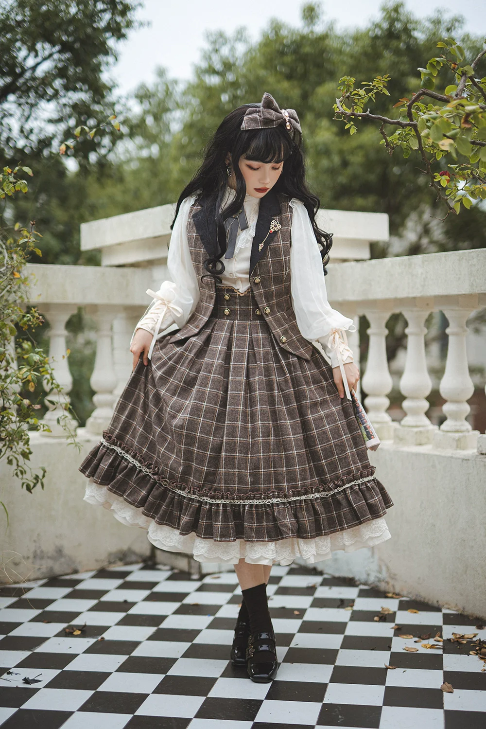 Rose - Elegant Lolita Pliad Print Vest Customized - Image 42