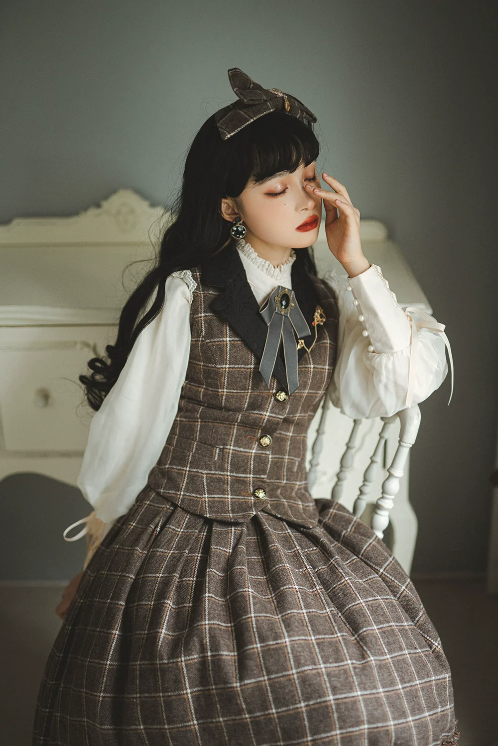 Rose - Elegant Lolita Pliad Print Vest Customized - Image 45