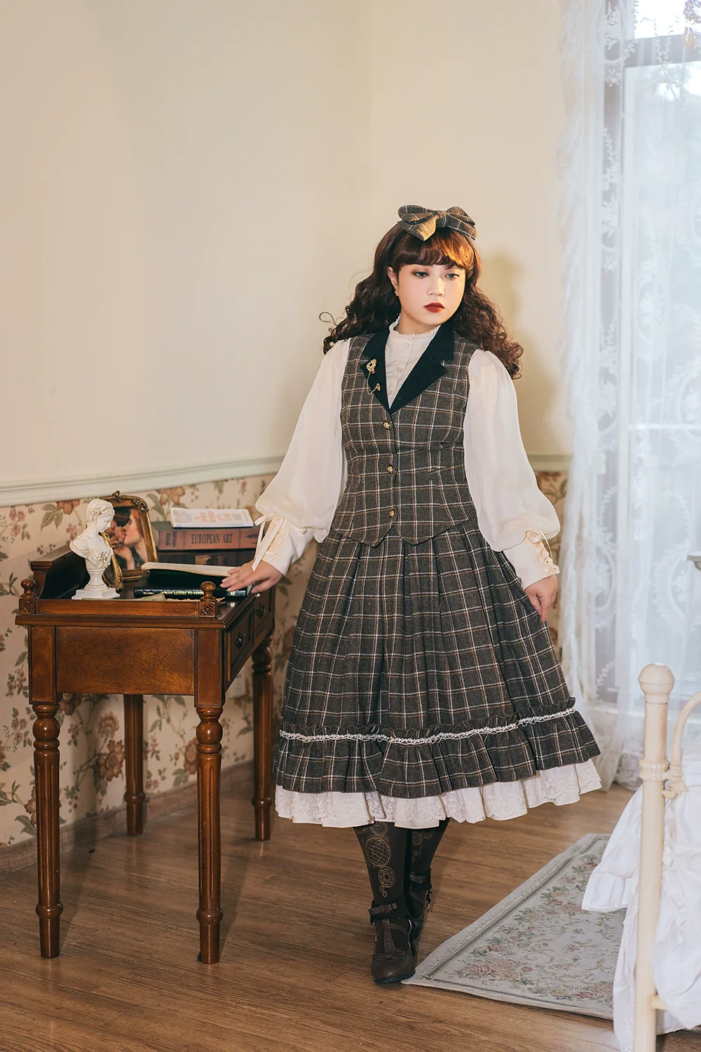 Rose - Elegant Lolita Pliad Print Vest Customized - Image 47