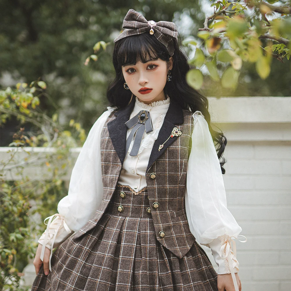 Rose - Elegant Lolita Pliad Print Vest Customized - Image 49