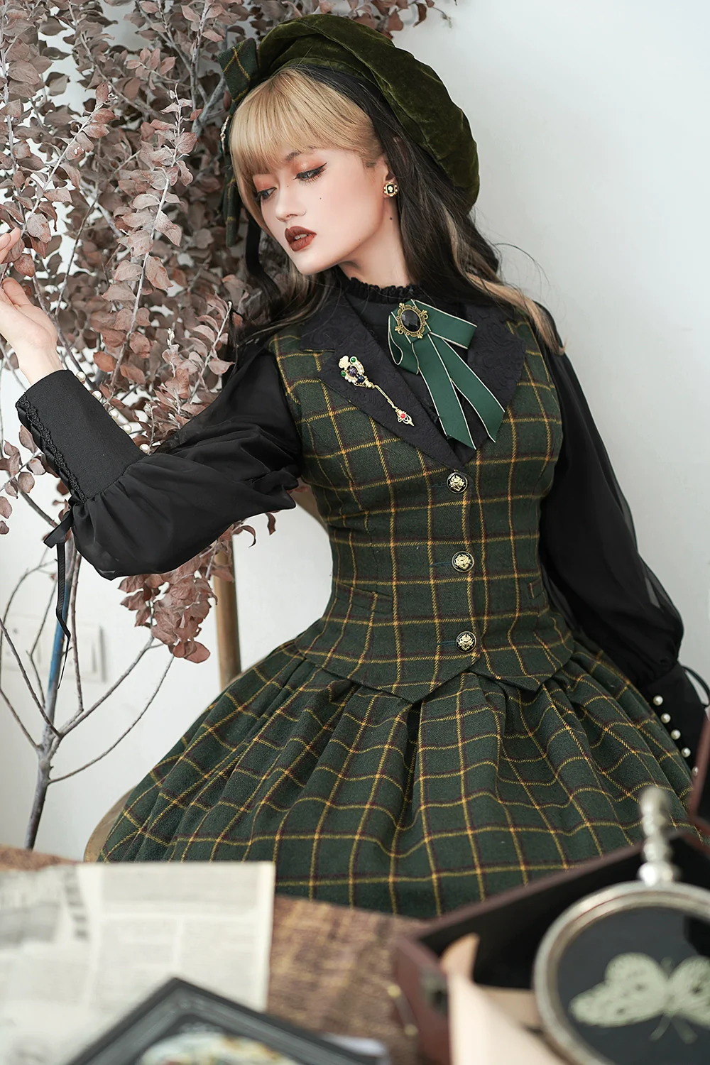 Rose - Elegant Lolita Pliad Print Vest Customized - Image 56