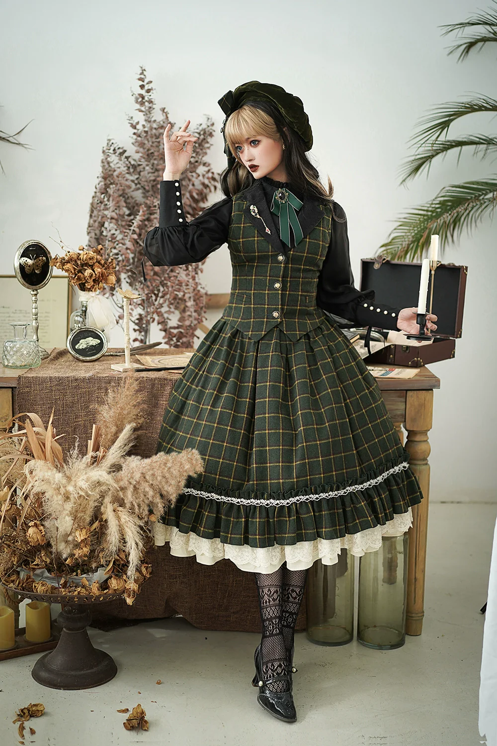 Rose - Elegant Lolita Pliad Print Vest Customized - Image 57