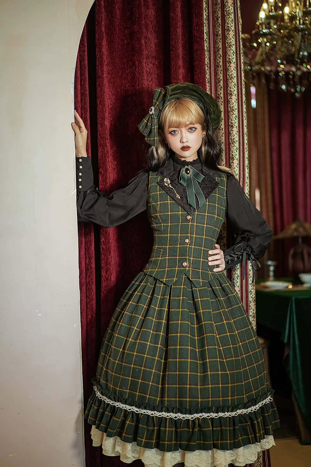 Rose - Elegant Lolita Pliad Print Vest Customized - Image 58