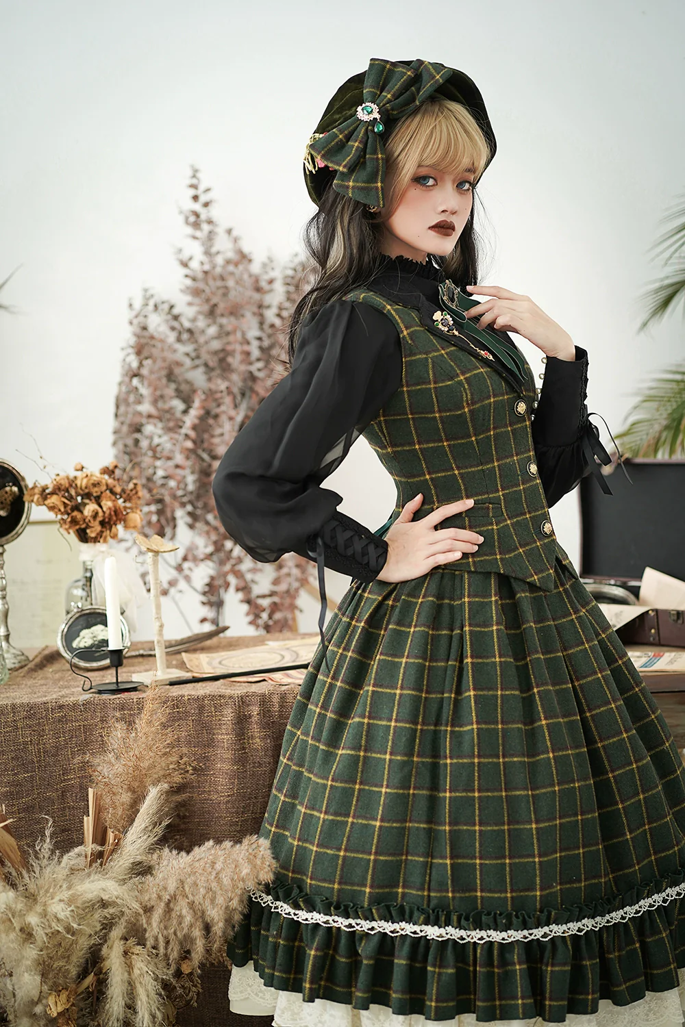 Rose - Elegant Lolita Pliad Print Vest Customized - Image 61