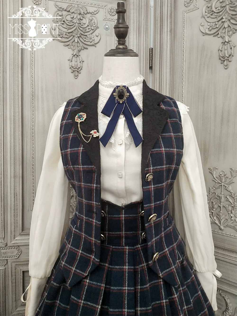 Rose - Elegant Lolita Pliad Print Vest Customized - Image 73