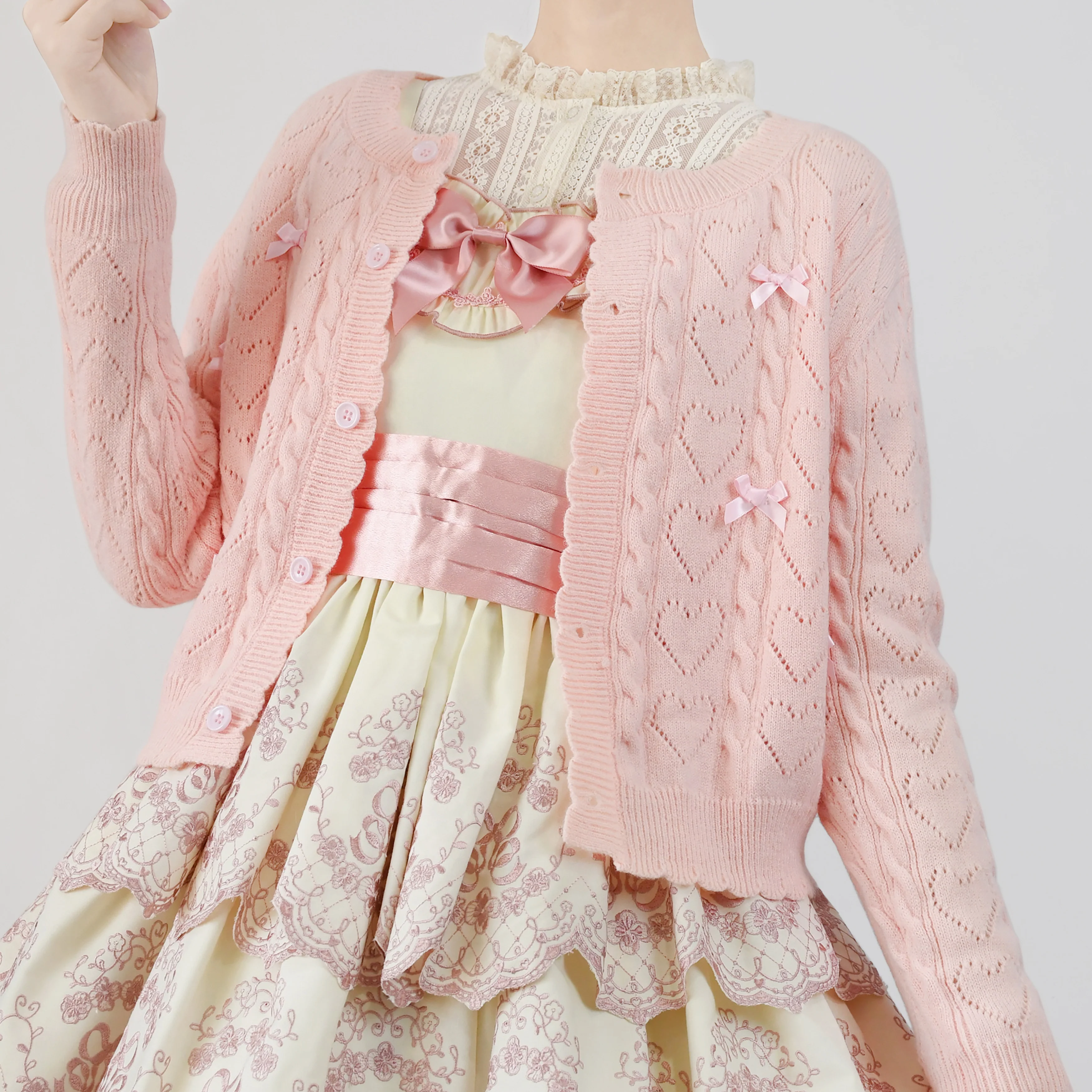 Hollow Out Long Sleeve Lolita Cardigan Multicolors - Image 24