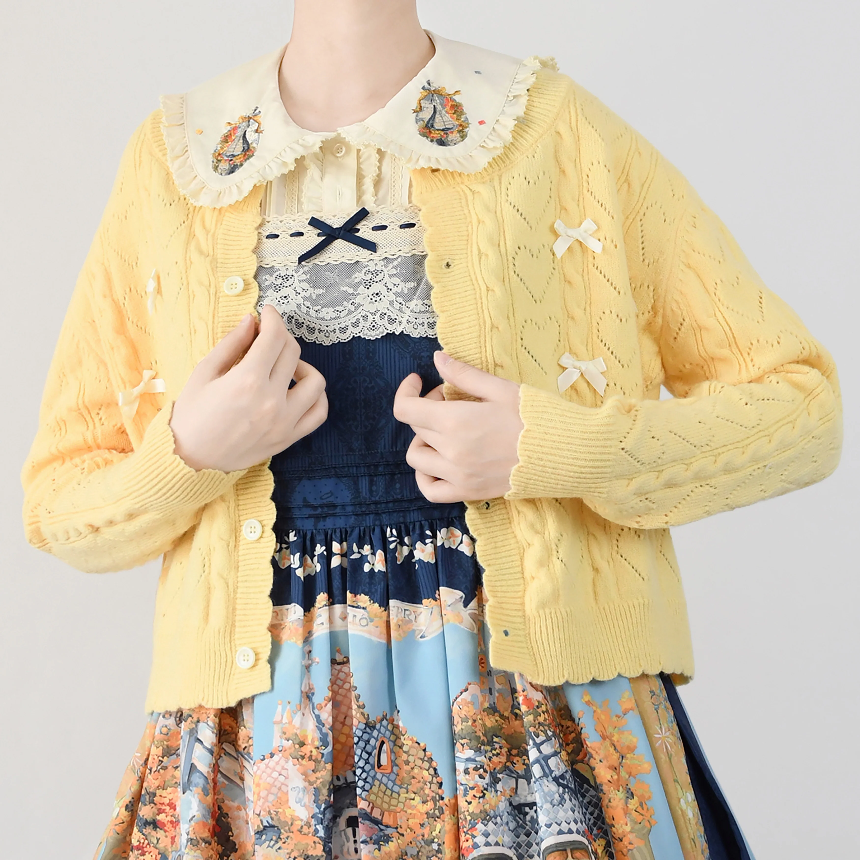 Hollow Out Long Sleeve Lolita Cardigan Multicolors - Image 26