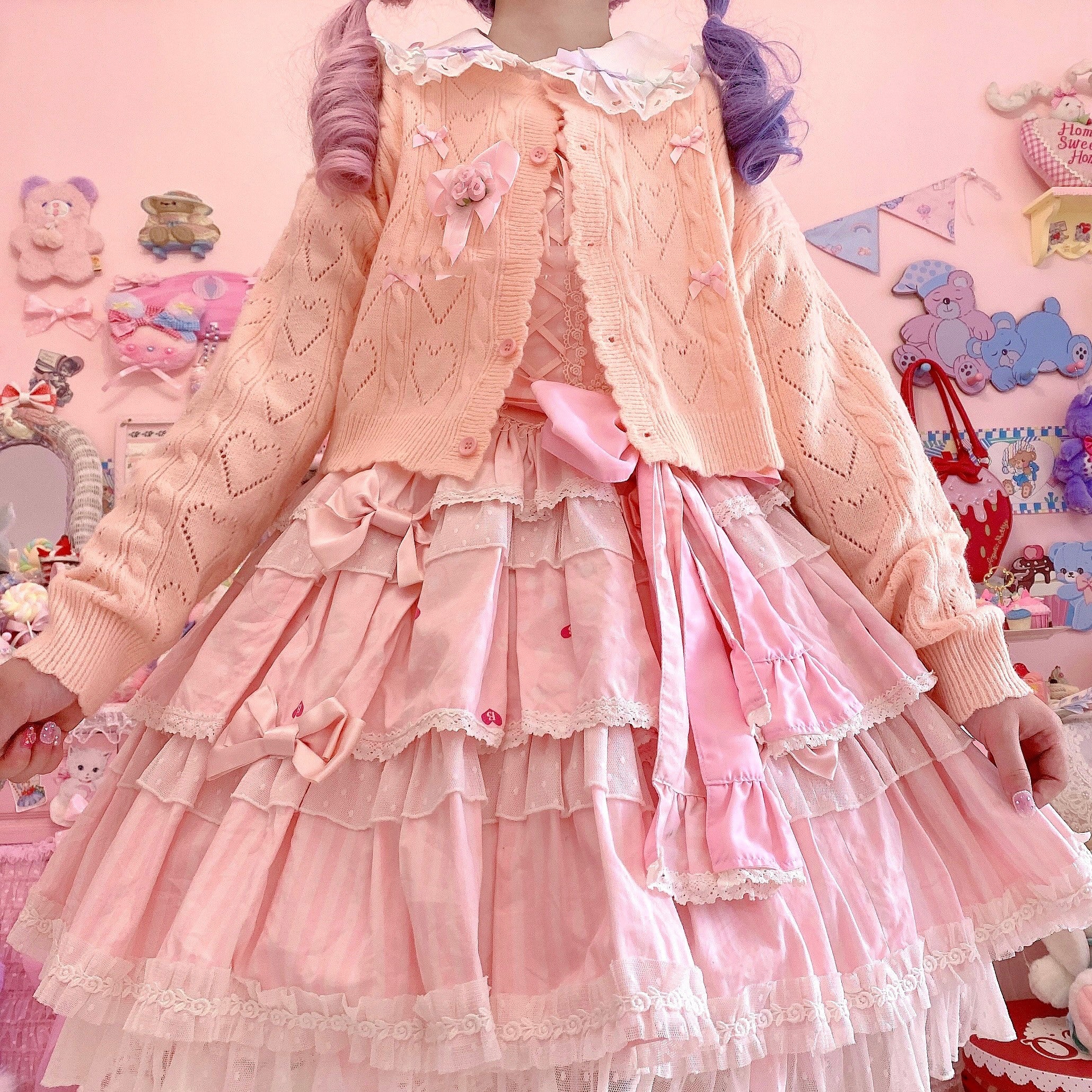 Hollow Out Long Sleeve Lolita Cardigan Multicolors - Image 8