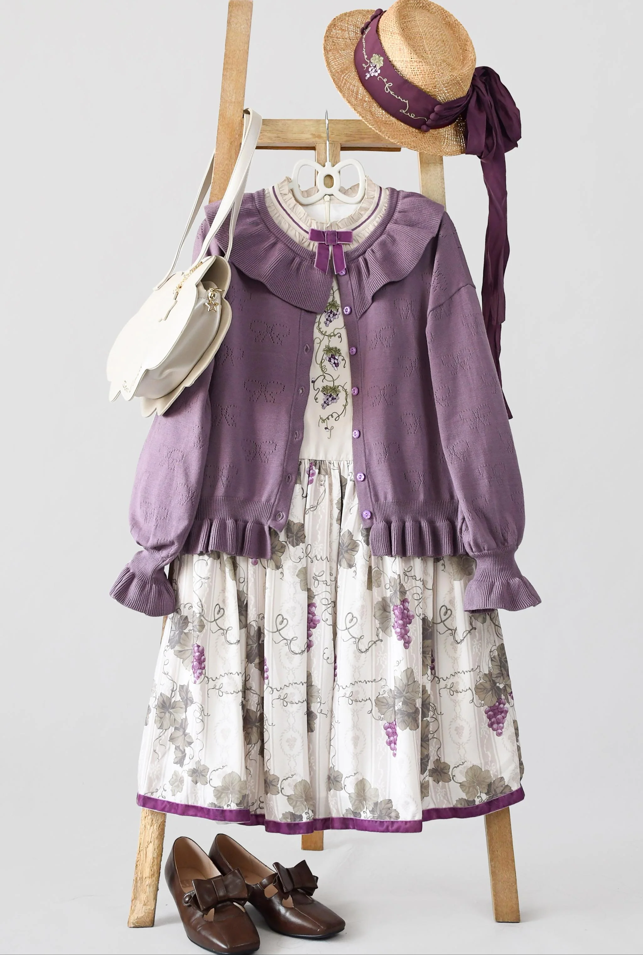 Vintage Lolita Bow Hollowed-out Sweater Ruffled Cardigan - Image 9