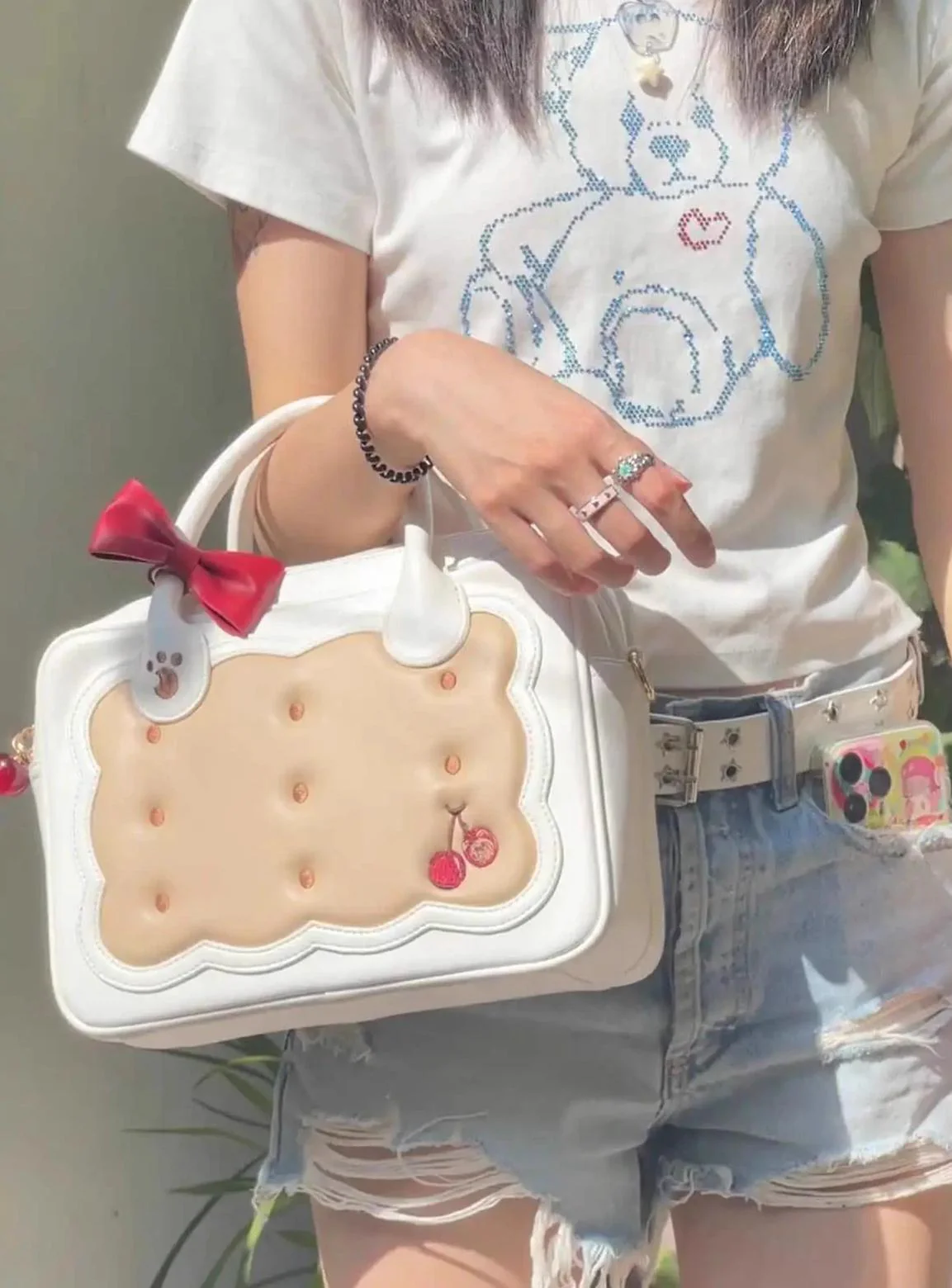 Morning Glory - Kawaii Lolita Bag Cherry Biscuit Shoulder Crossbody Handbag - Image 18