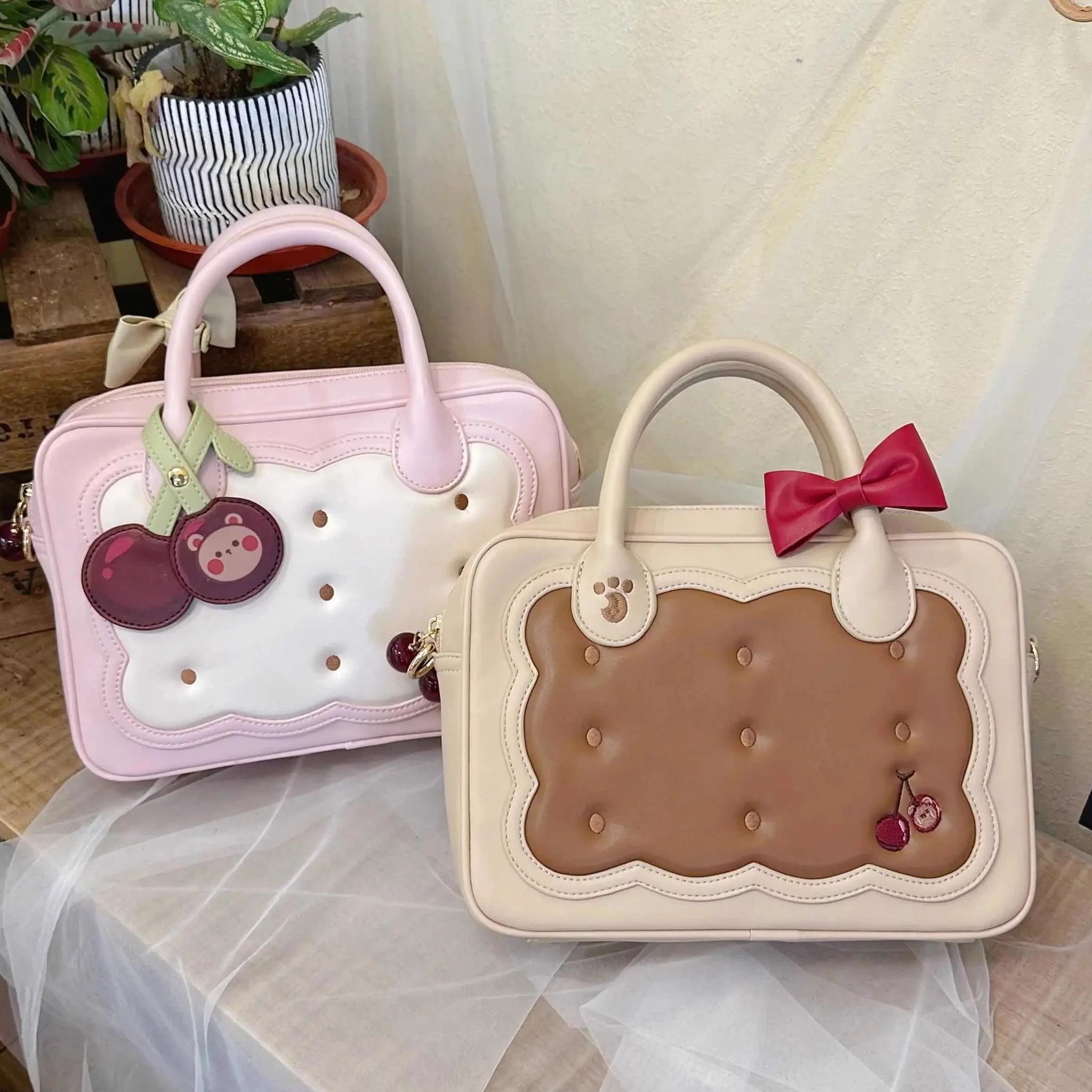 Morning Glory - Kawaii Lolita Bag Cherry Biscuit Shoulder Crossbody Handbag - Image 3
