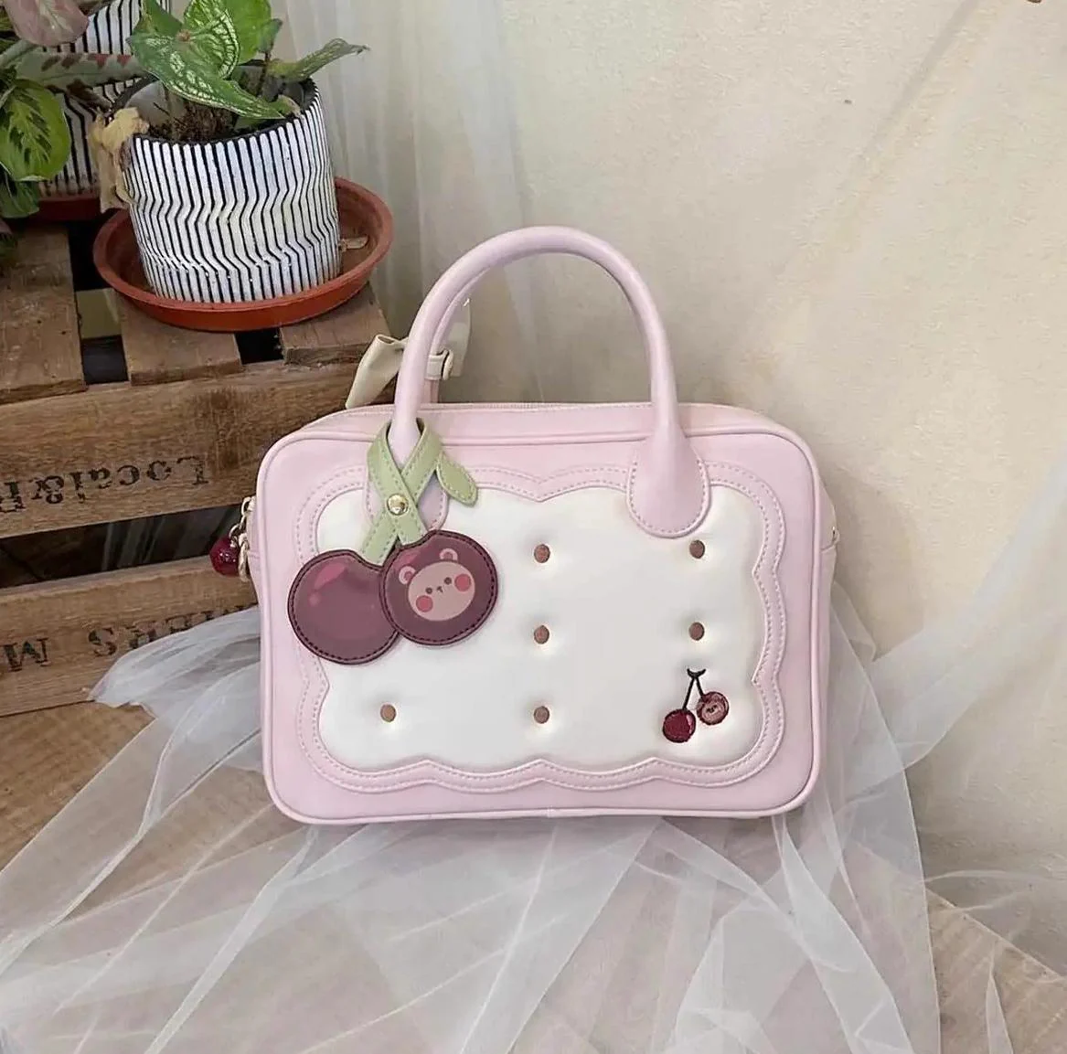 Morning Glory - Kawaii Lolita Bag Cherry Biscuit Shoulder Crossbody Handbag - Image 34