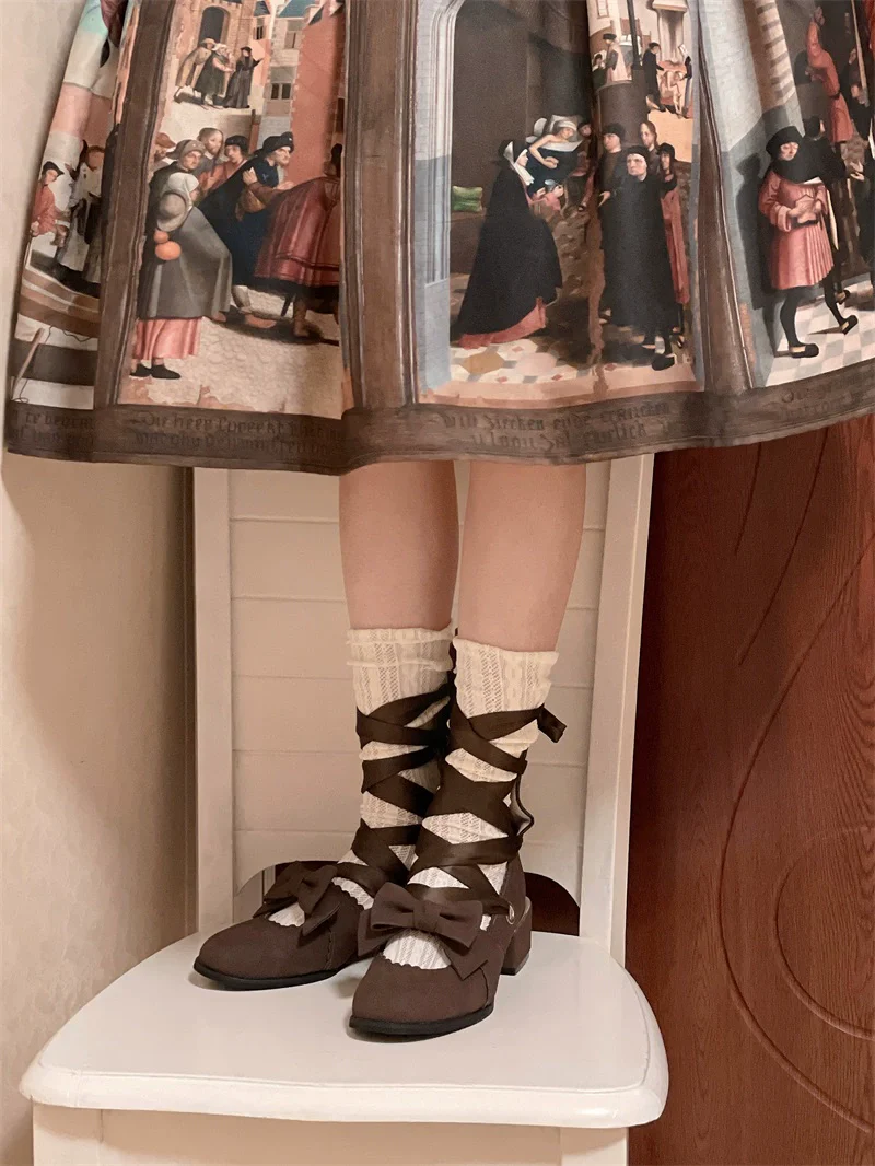 MR.Qiutian - Muse Kiss - Elegant Lolita Shoes Lace-up Bow Heels Round Toe - Image 23