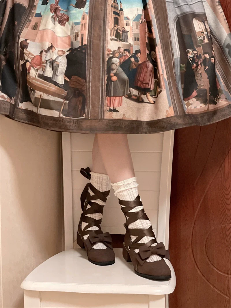 MR.Qiutian - Muse Kiss - Elegant Lolita Shoes Lace-up Bow Heels Round Toe - Image 24