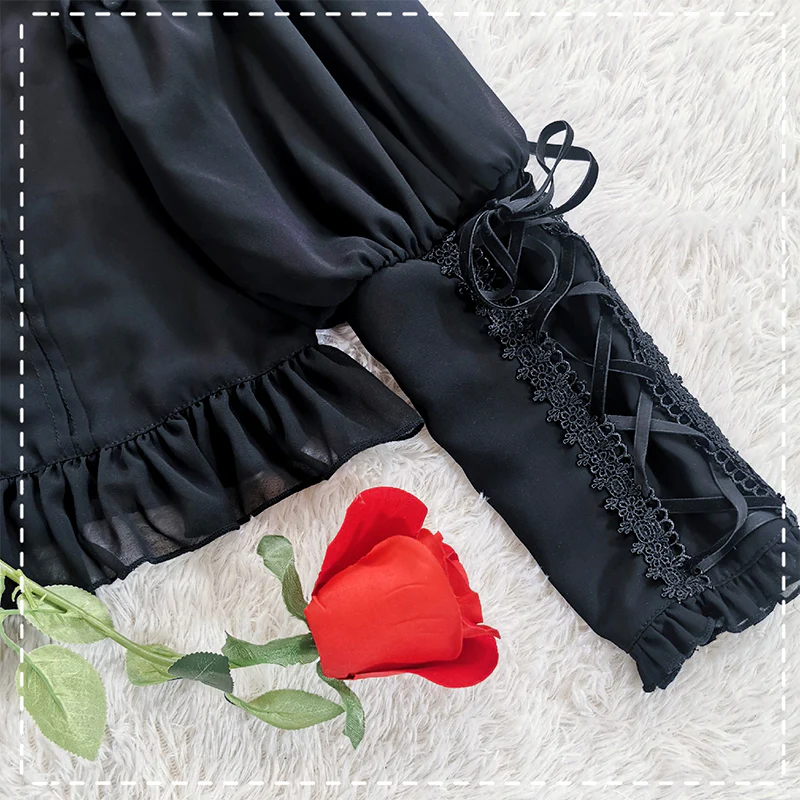 Plus Size Lolita Shirt Mutton Sleeve Lace Blouse - Image 5