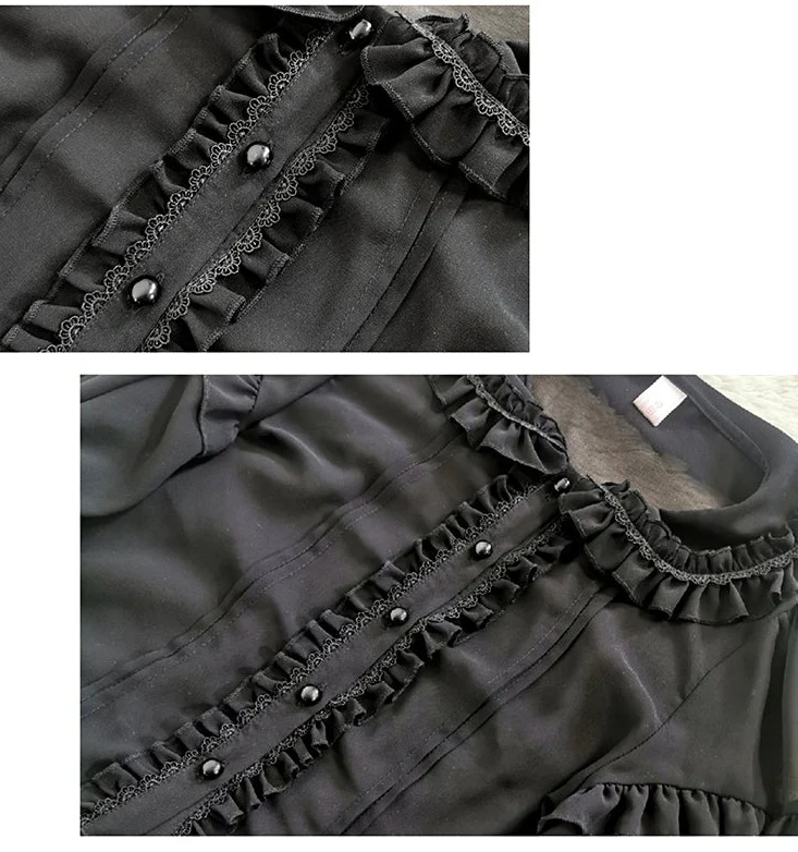 Plus Size Lolita Shirt Mutton Sleeve Lace Blouse - Image 8