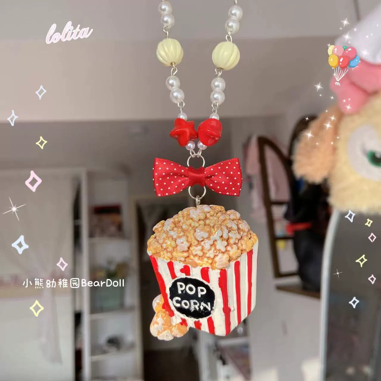 Bear Doll - Sweet Lolita Necklace Cute Beaded Cake Popcorn Tomato Shape Accessories - Image 10