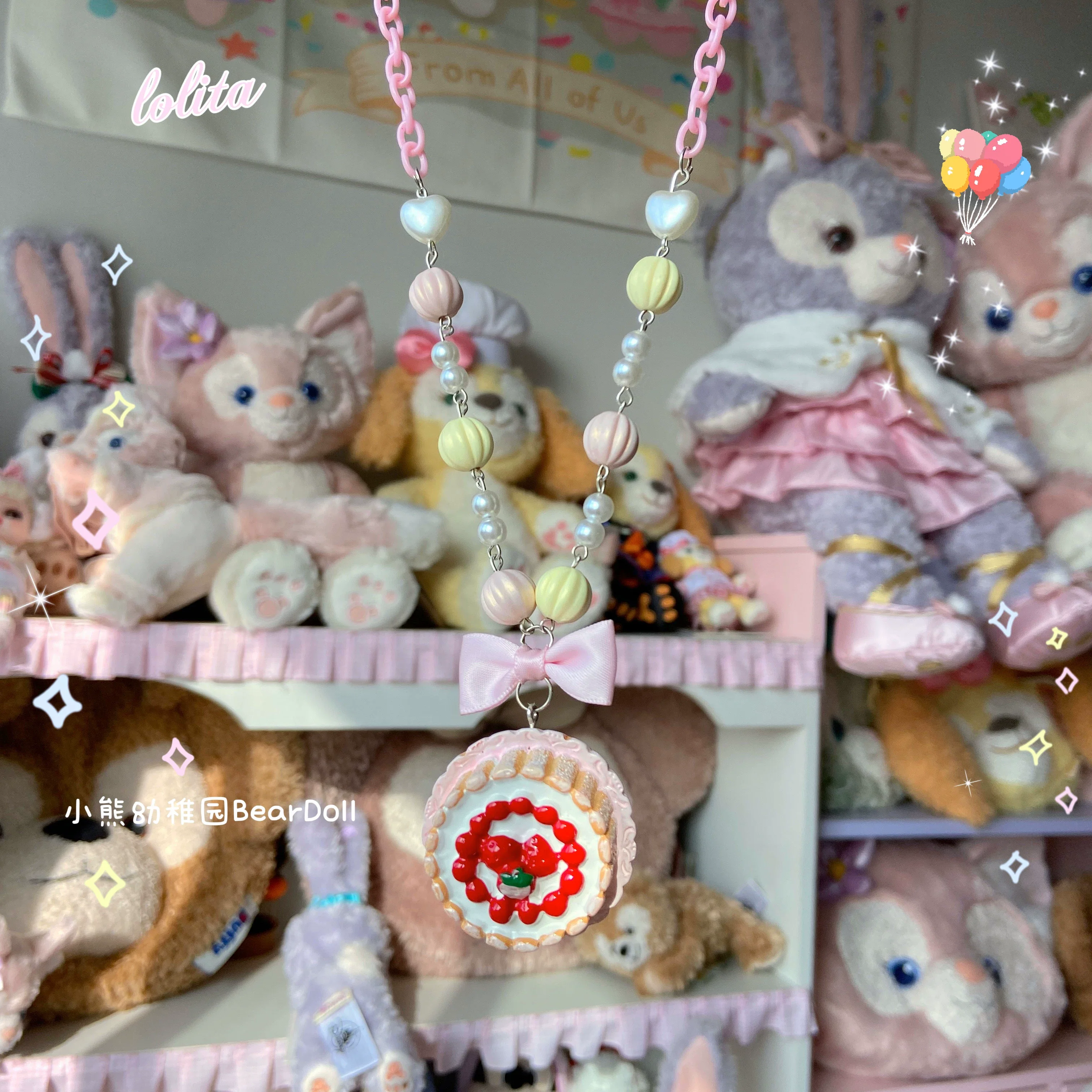 Bear Doll - Sweet Lolita Necklace Cute Beaded Cake Popcorn Tomato Shape Accessories - Image 14