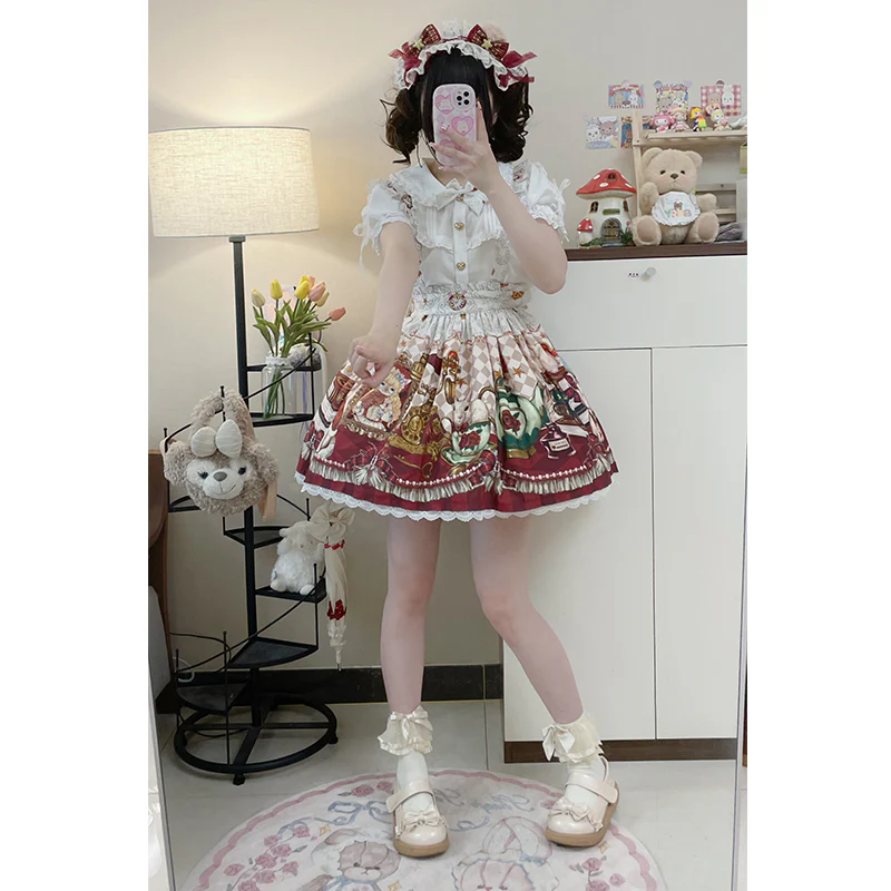 Ocelot - Crown Bear - Kawaii Lolita SK Daily Chiffon Skirt - Image 21