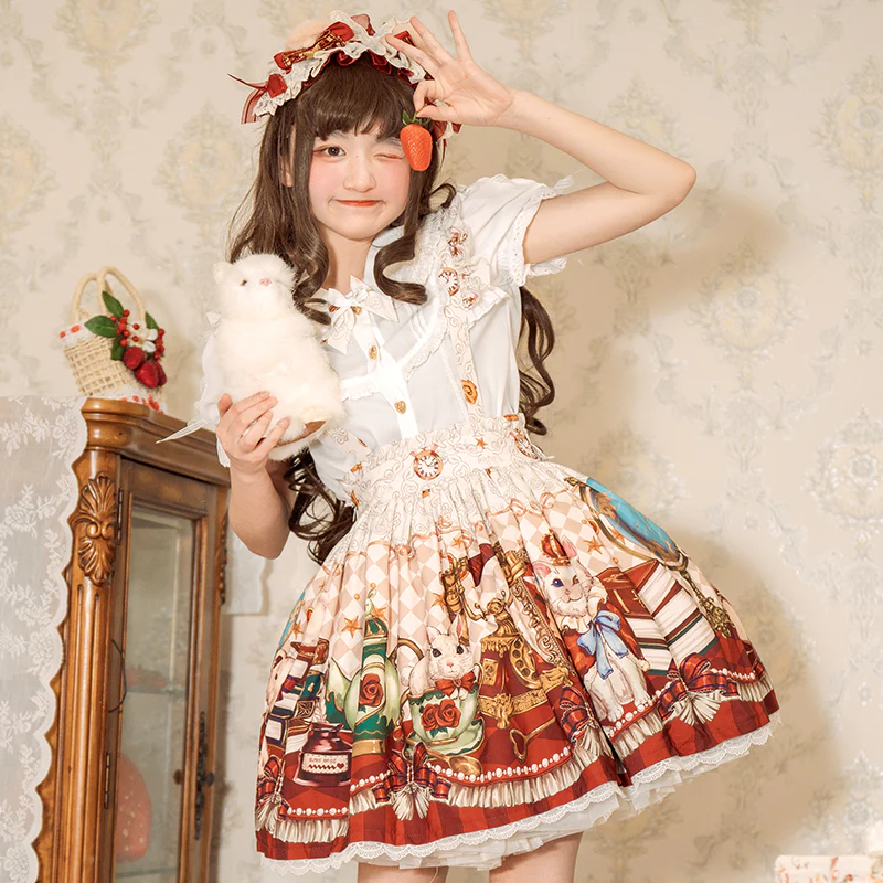 Ocelot - Crown Bear - Kawaii Lolita SK Daily Chiffon Skirt - Image 24
