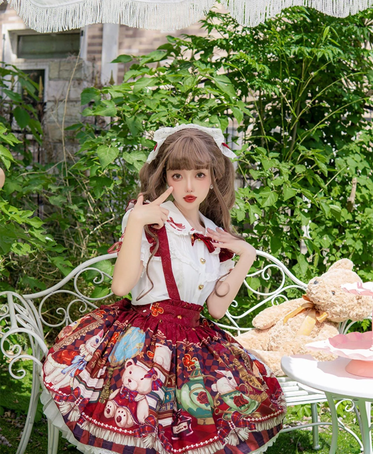 Ocelot - Crown Bear - Kawaii Lolita SK Daily Chiffon Skirt - Image 4