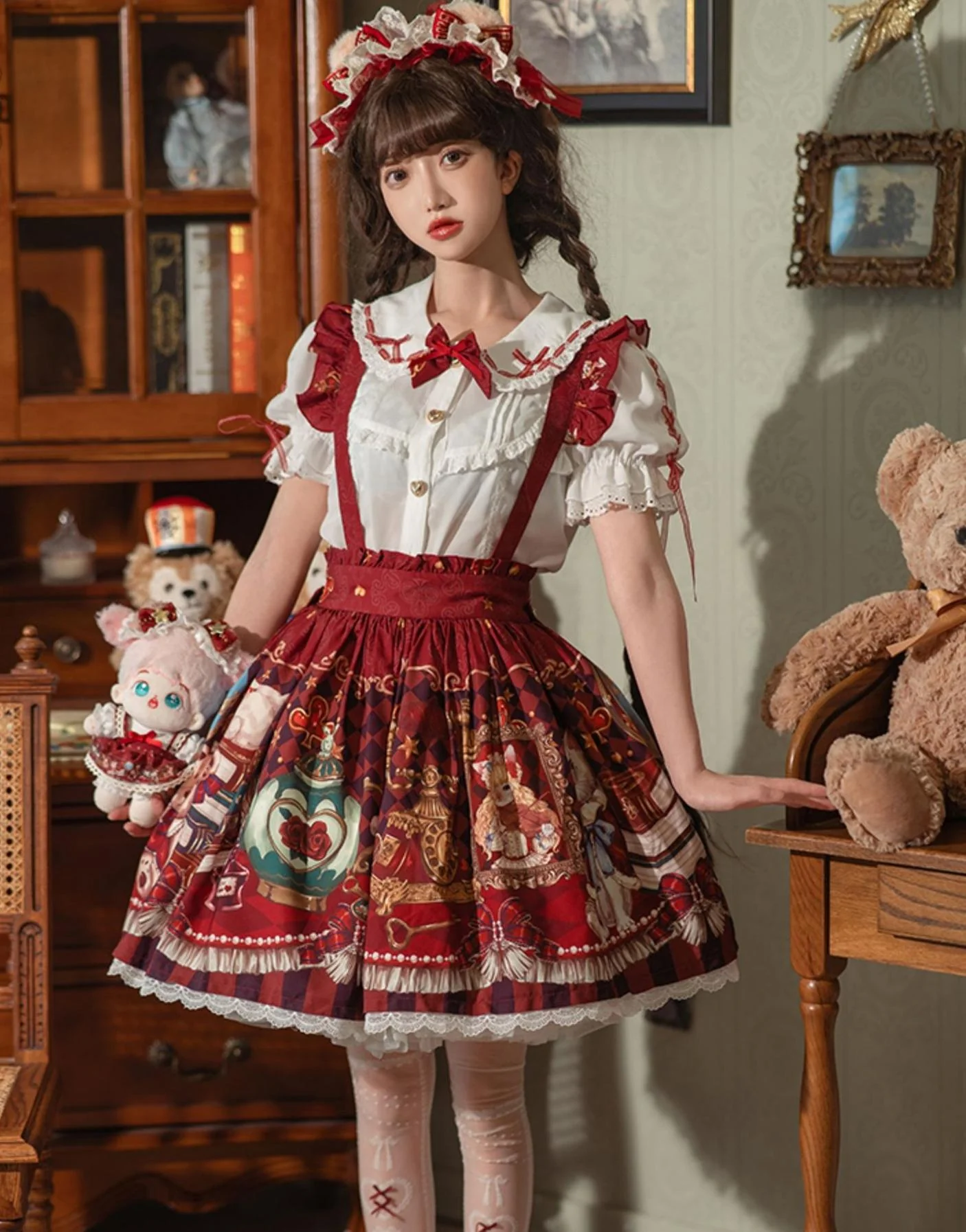 Ocelot - Crown Bear - Kawaii Lolita SK Daily Chiffon Skirt - Image 5