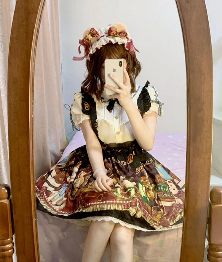 Ocelot - Crown Bear - Kawaii Lolita SK Daily Chiffon Skirt - Image 7