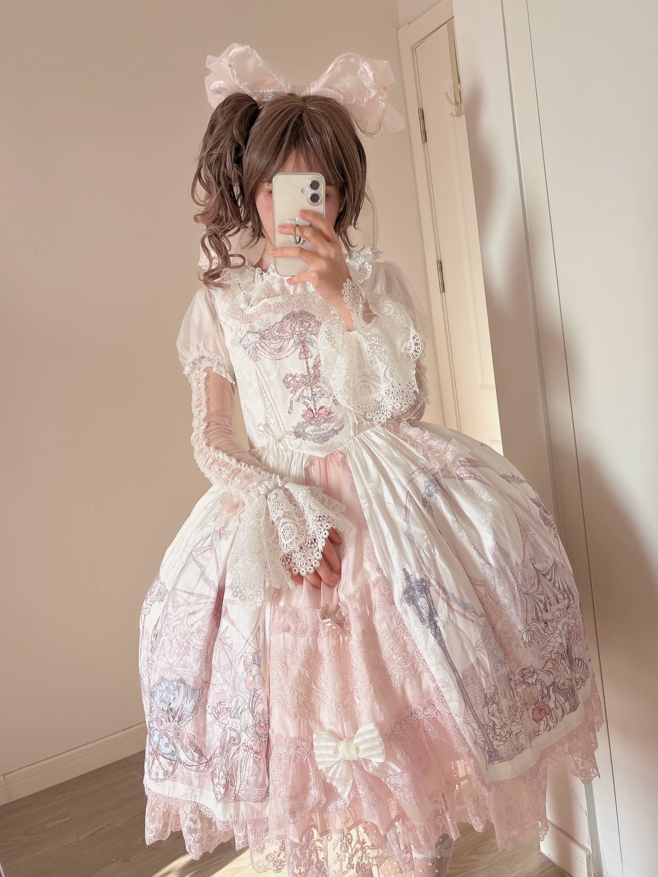 Frosted Starlight - Old School Lolita Blouse, Detachable Sheer Sleeves - Image 10